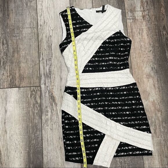 BCBG MAXAZRIA Dalia Black and White Sleeveless Dress with Asymmetrical Hem Sz 2 - Picture 12 of 14